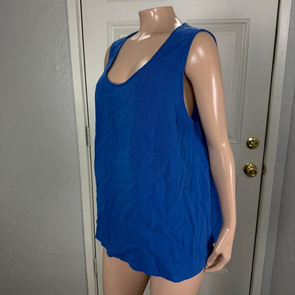 Fridaze Women's Shirt 1X Linen Lagenlook Bohemian Tank Top Solid Natural KK9 - Picture 2 of 6